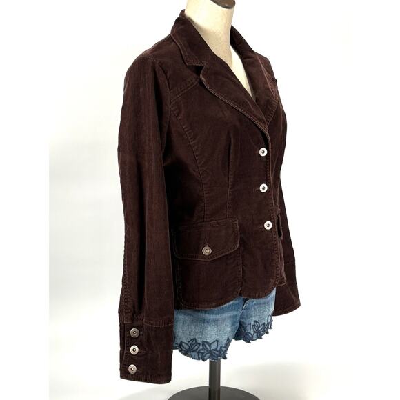 Y2K Tommy Hilfiger Women’s Corduroy Blazer Jacket Size Medium Dark Brown - Picture 2 of 10